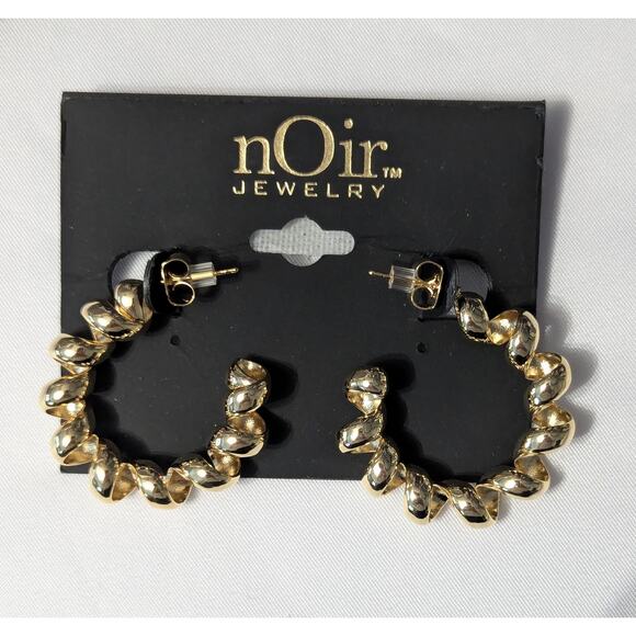 nOir Twisted Hoop Gold Tone Earrings - Picture 1 of 3